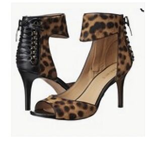WOMEN HEELS OPEN TOE SHOES - GENUINE HAIR SIZE 12
